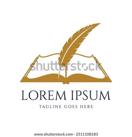 Simple Minimalist Quill Feather and Book for Notary Lawyer or Author Icon Illustration Vector