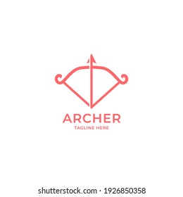 Simple and minimalist red bow and arrow logo