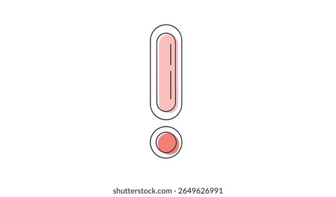 A simple minimalist red exclamation mark symbol illustration with a white background and soft outlines