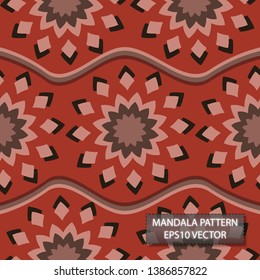 Simple Minimalist Red Mandala Flowers Seamless Pattern Vector