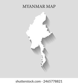 Simple and Minimalist region map of   Myanmar