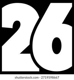 A simple and minimalist representation of the year 2026 in large black and white numbers
