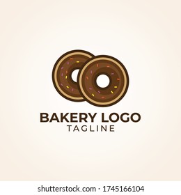 Simple minimalist retro cafe bakery bread logo design vector template 