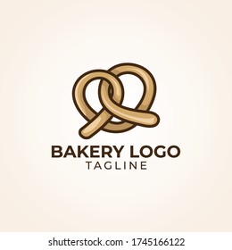 Simple minimalist retro cafe bakery bread logo design vector template 
