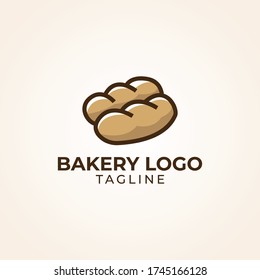 Simple minimalist retro cafe bakery bread logo design vector template 