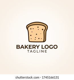 Simple minimalist retro cafe bakery bread logo design vector template 