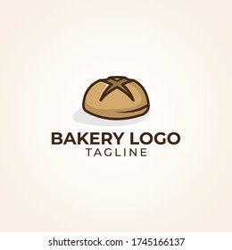 Simple minimalist retro cafe bakery bread logo design vector template 