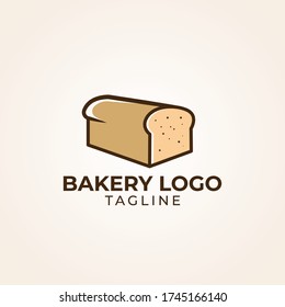 Simple minimalist retro cafe bakery bread logo design vector template 