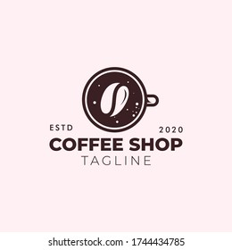 Simple minimalist retro coffee shop logo design vector template with isolated background