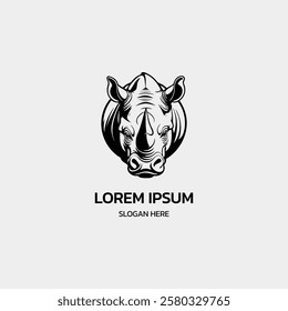 simple minimalist rhino head logo template illustration icon element isolated on white background