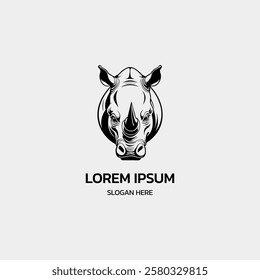 simple minimalist rhino head logo template illustration icon element isolated on white background