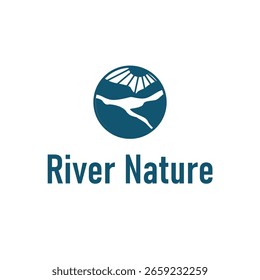 Concepto minimalista simple del diseño del logotipo del río como símbolo del icono de la Ilustración vectorial de la Plantilla del diseño del río