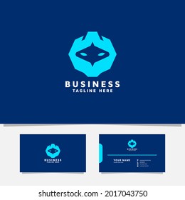 Logotipo simple y minimalista de cabeza de robot con plantilla de tarjeta de visita