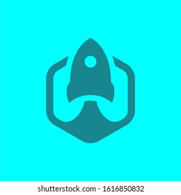 simple minimalist rocket logo template