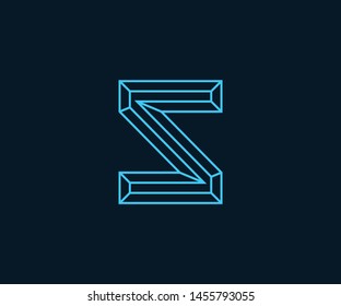 Simple and Minimalist S Initial / Letter S modern logo design with blue neon color