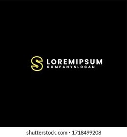 Logotipo simple minimalista S en el concepto moderno de diseño de forma de contorno amarillo