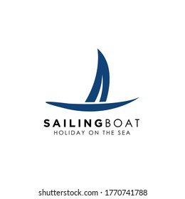 Simple minimalist Sailboat dhow ship logo design