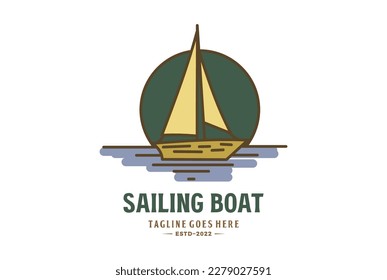 Simple Minimalist Sailing Boat for Ocean Nautical Logo