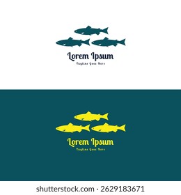 Simple Minimalist Salmon Fish Silhouette Logo Design Vector