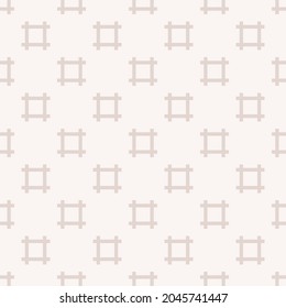 Simple minimalist seamless pattern. Subtle vector minimal geometric texture. Abstract background with small square shapes, lines, grid, hashtag symbols. Beige and white color. Cute repeat geo design
