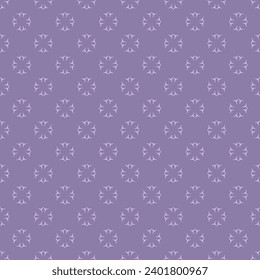 Simple minimalist seamless pattern. Vector abstract geometric floral background. Subtle ornament texture with small flower silhouettes. Lilac color. Repeat design for decor, wallpaper, textile, linen