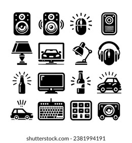 A simple and minimalist set of black and white homeware icons