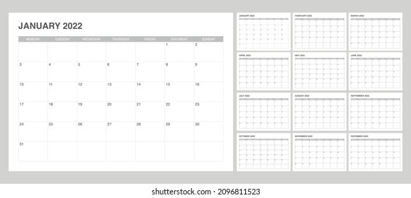 simple and minimalist set calendar 2022