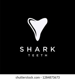 Simple minimalist shark teeth logo icon vector template on black background