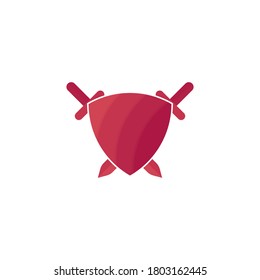 Simple and minimalist shield and swords logo design
