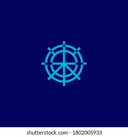 Simple and minimalist ship's wheel logo