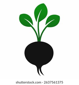 Simple, minimalist silhouette design featuring daikon sprouts, ideal for organic food branding or Asian cuisine themes.