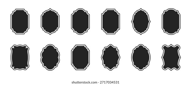 Simple Minimalist Silhouette Frame Vector Set. Basic Shapes Border Illustration
