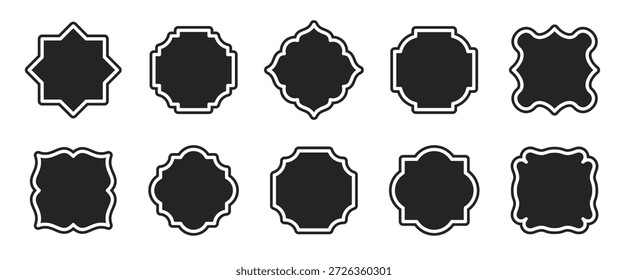 Simple Minimalist Silhouette Frame Vector Set. Basic Shapes Border Illustration