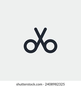 Simple and minimalist single scissor logo with blank background