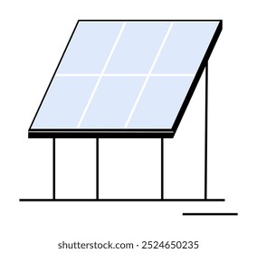 Painel solar simples e minimalista em um suporte. Ideal para energia renovável, sustentabilidade, tecnologia verde, eco-sustentabilidade, soluções energéticas modernas. Três palavras arte vetorial minimalista.