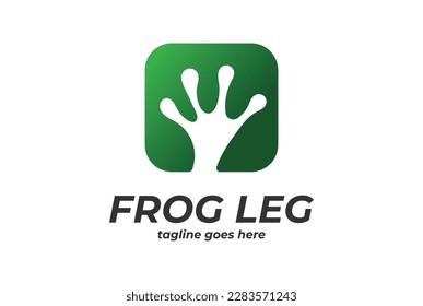 Simple Minimalist Square Green Frog Arm Leg Hand Logo Design