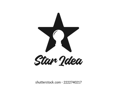 Simple Minimalist Star Bulb Lamp Silhouette for Idea Innovation Logo Design