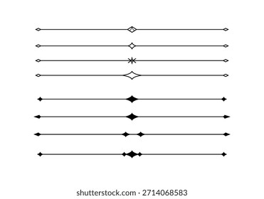 Vector minimalista simple del arte de la línea del divisor de la línea de la forma del diamante de la estrella