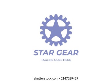 Simple Minimalist Star Gear Cog Chain Sprocket for Industry Car or Bike Logo Design Vector