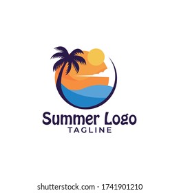 Simple minimalista puesta de sol playa verano modelo de diseño de diseño vector