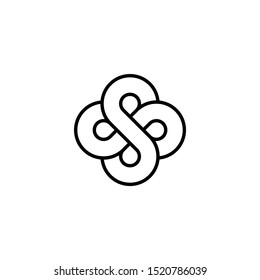 Simple Minimalist Swirl SS monogram, flower, clover leaf logo mark, spinning icon, letter SS with infinity element logo template .vector