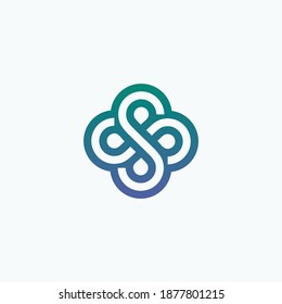 Simple Minimalist Swirl SS monogram, flower, clover leaf logo mark, spinning icon, letter SS with infinity element logo template .
