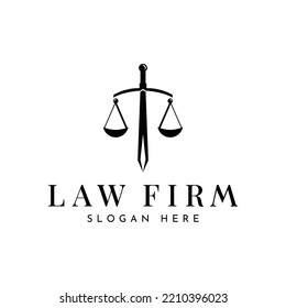 Simple and Minimalist Sword Blade with Scale for Attorney Justice Law Logo Design Vector logo