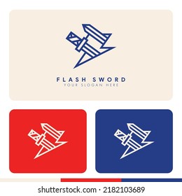 simple minimalist sword flash storm logo design