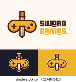 simple minimalist sword gamepad joystick logo design
