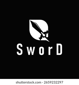 Simples design de logotipo de espada minimalista com silhueta preta legal, arma de espada ferramenta ilustração símbolo ícone de modelo