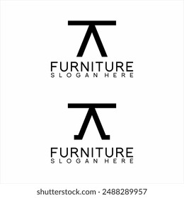 Simple minimalist table furniture logo design.