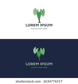 Simple Minimalist Taro Plant for Garden Farm Product Illustration Logo Design Vector