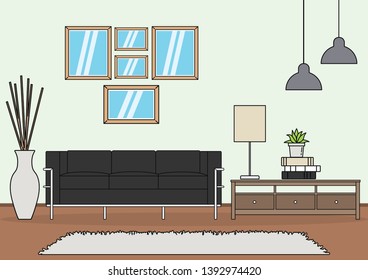 Simple and minimalist template of living room vector