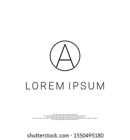 simple minimalist thin line A logotype isolated on white background creative vector illustration.